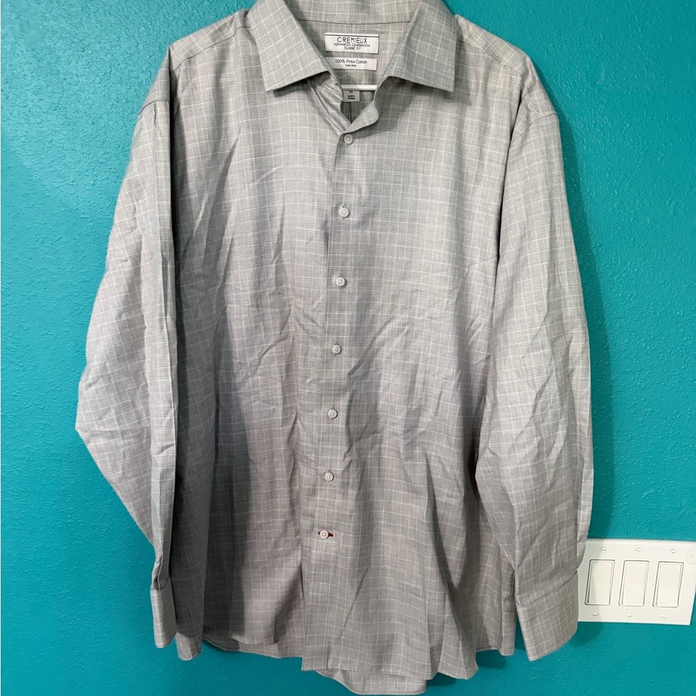 Daniel Cremieux Gray Windowpane Dress Shirt